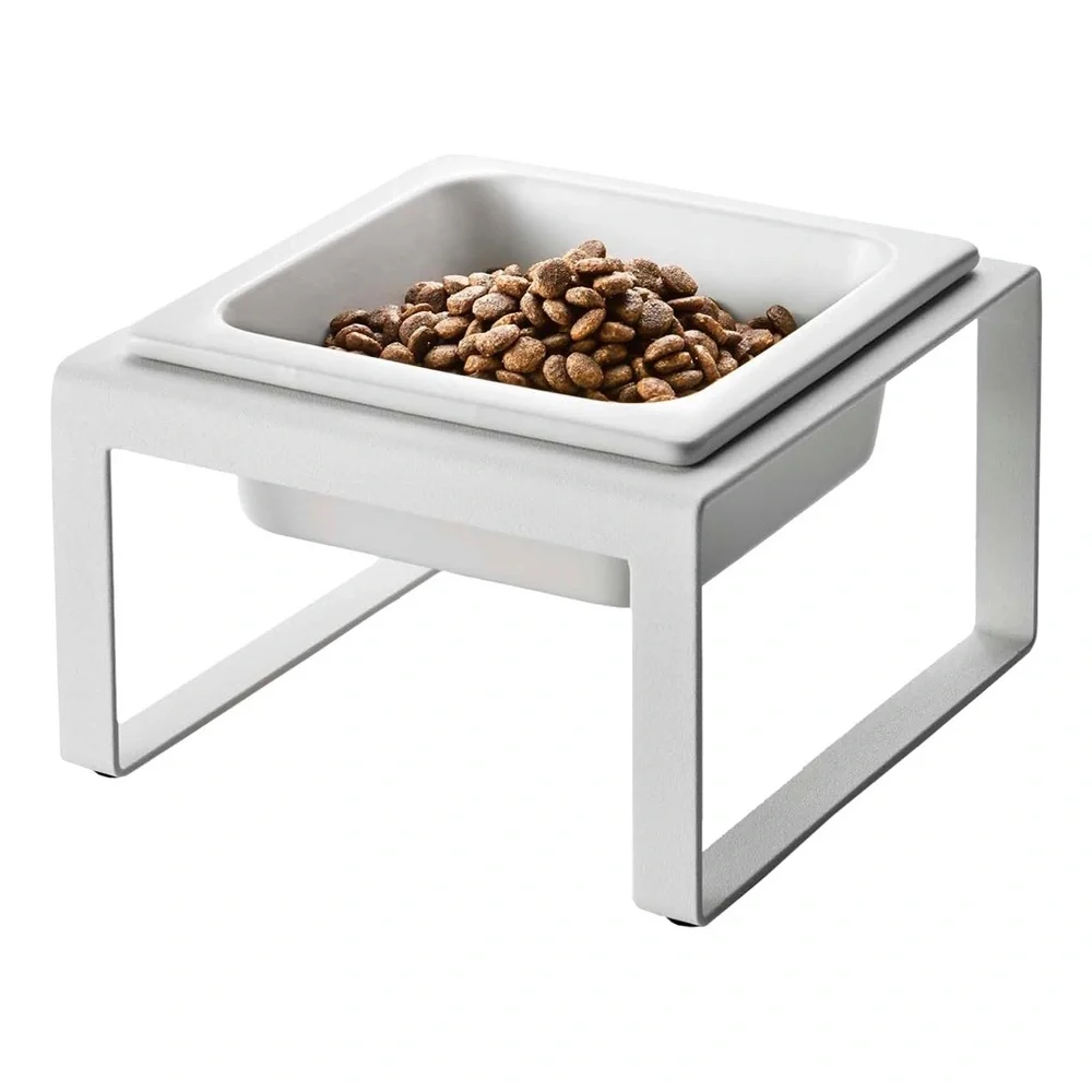 Yamazaki Single Pet Food Bowl Tall White